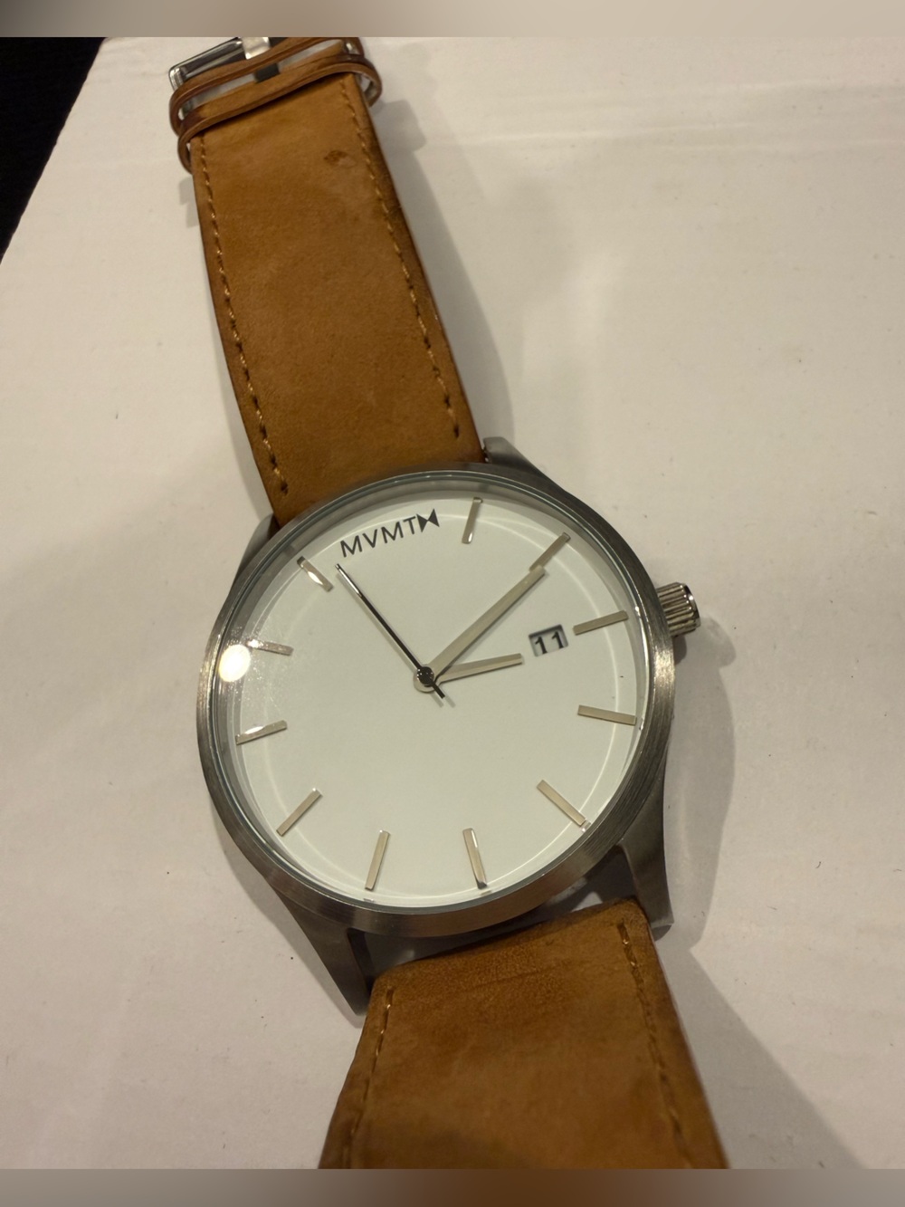 MVMT Mens Watch with Brown Suede Strap